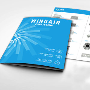 Catálogo tríptico Windair, suministros de difusión y regulación de aire y protección contra incendios